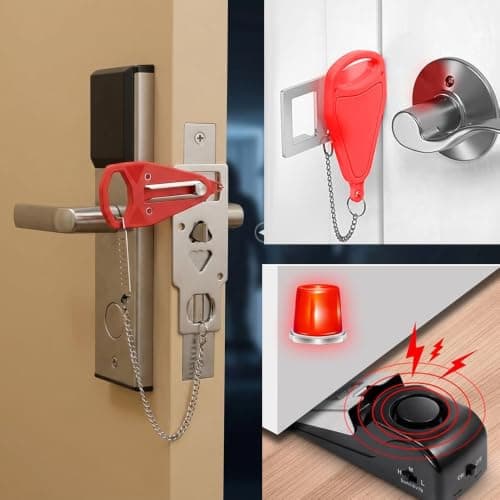 2-Pack Travel Security Kit, Door Lock Without Drilling + Door Alarm, Adjustable Safety Bar Door Jammer for Hotel Door Travel Safety, Patio Door Security for Home & Apartment, Portable — view 4