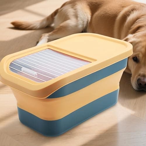 Pet Food Storage Foldable Hinged Lid Wheels Feeding Pet Supply — view 3