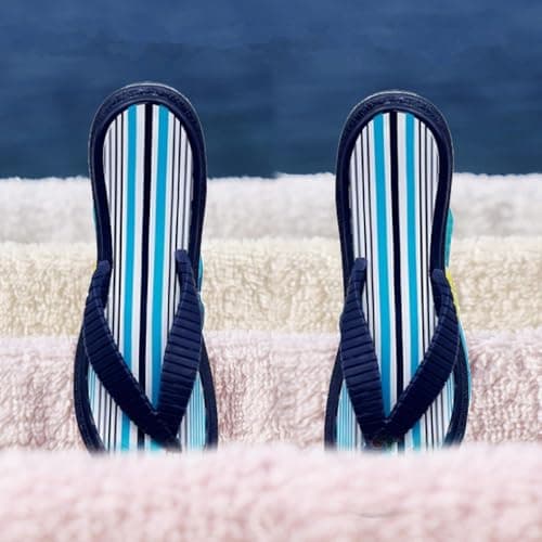 TRIXES Flip Flop Beach Towel Pegs - Secure Sun Lounger Travel Clips Indoor & Outdoor Use – Jumbo Clip for the Beach, Garden, Pool, Sun Bed or Deck Chair – Laundry Quilt & Clothes Peg (4, Striped) — view 4