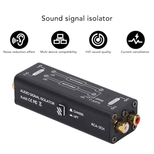 2 Channel Ground Loop Noise Isolator, Easy Plug and Play Sound Signal Filter Hum Eliminator 2CH for Conference Microphone Mixer Player — view 4
