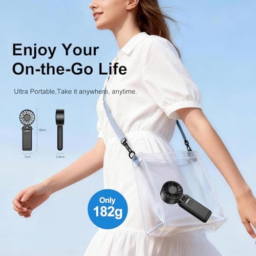 LIPETY Portable Turbo HandHeld Fan - Mini Hand Held Fan 4000mah Battery Operated USB Rechargeable Personal Foldable Powerful Fans for Travel Camping Outdoor Office School Home — view 6