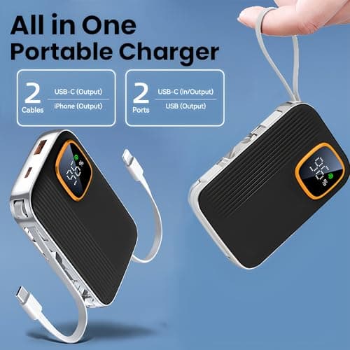 Portable Phone Charger 10000mAh Quick Charge 3.0 USB Power Bank LED Dispaly Fast Charging External Battery Pack Compatible with Google LG Android Samsung Galaxy Nintendo Switch (Black) — view 6