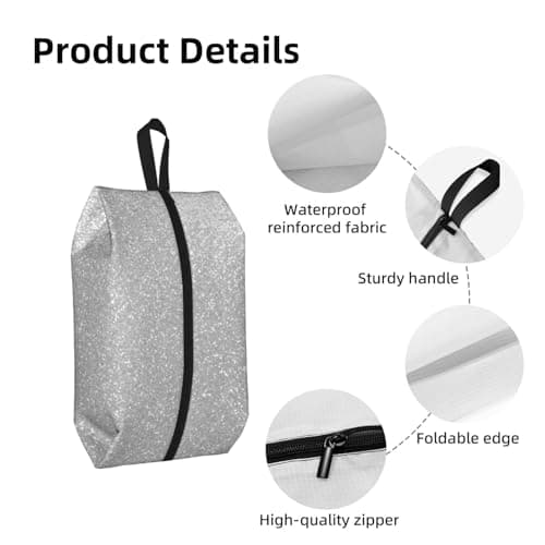 Faux Sparkly Silver Glitter Printed, Travel Shoe Bags 2 Pack, Waterproof Shoe Storage Bags, Shoe Organizer for Travel and Home — view 4