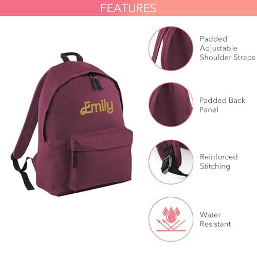 Print Maniacs Personalised Kids Backpack for Back to School 18 Litres Rucksack with Name Ideal for Boys, Girls, Toddlers,and Primary School Doll Students Perfect School Bag Burgundy — view 4