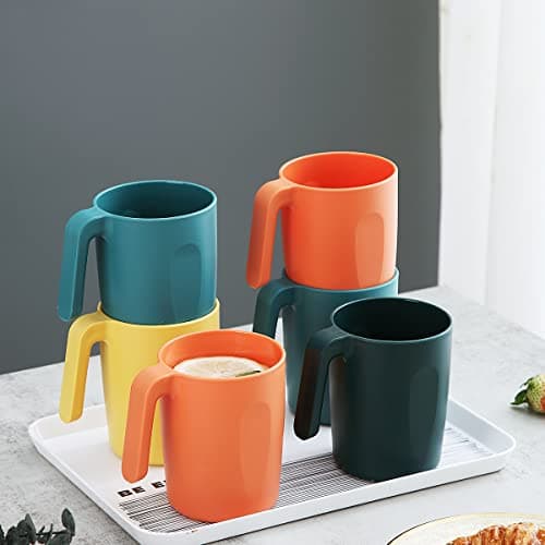 Kyraton Plastic Mug Set 8 Pieces, Unbreakable and Reusable Light Weight Travel Coffee Mugs Espresso Cups Easy to Carry and Clean Microwave Safe BPA Free Dishwasher Safe (Mutil Color) — view 5