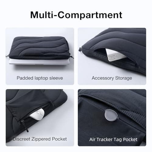 llano 14 inch Laptop Sleeve, Laptop Case for MacBook Pro,Dell, HP, Lenovo, Asus, Notebook Tablet Case, 360° Protection, Lightweight, Water-Resistant, 4 Compartments Storage, Black — view 4