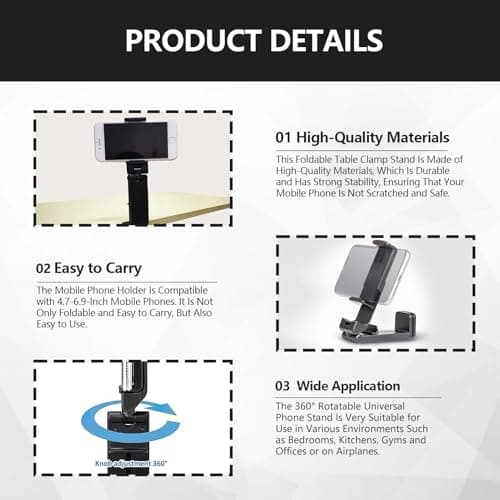CHUMHU Airplane Phone Holder, 2 pcs Phone Holder for Plane Travel, Aeroplane Phone Hold er, Phone Ho lder for Pl ane, Suitable for Daily Office, Watching TV Series at Home, Flying — view 3