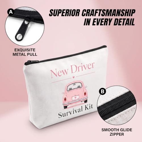 prezentz New Driver Gift for Her 3 Piece Makeup Bag Keyring and Driving Test Card — view 5