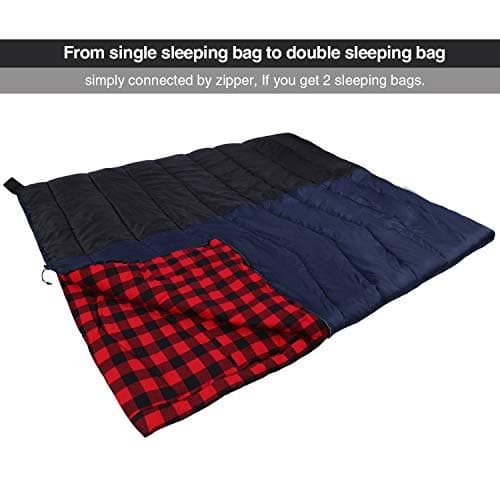 REDCAMP Cotton Sleeping Bag for Adults,3-4 Season, Flannel,Red 2lbs — view 3