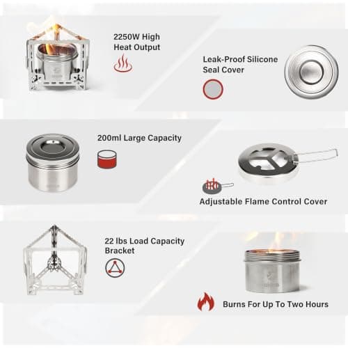 ALOCS 2250W Alcohol Stove Set with Foldable Stand Camping Stove — view 4