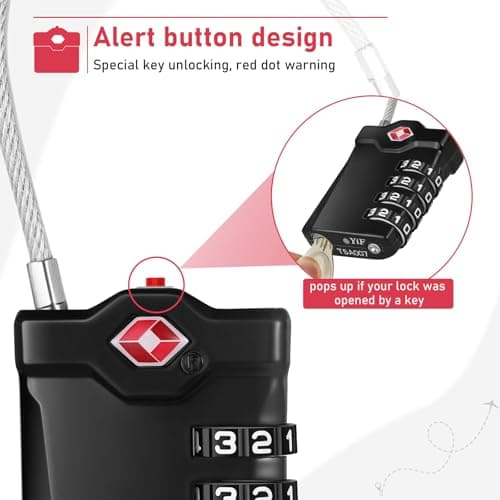 NAGE Suitcase Locks, TSA Approved Luggage Locks (Black, 1P) — view 3