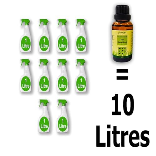 Fly Repellent Spray. 100% Natural & Humane. Makes 10 litres. Indoor & Outdoor Use. Essential Oil Blend with Citronella, Peppermint, Clove, Neem & PMD. Safe for Children & Pets. Smells Wonderful. — view 2