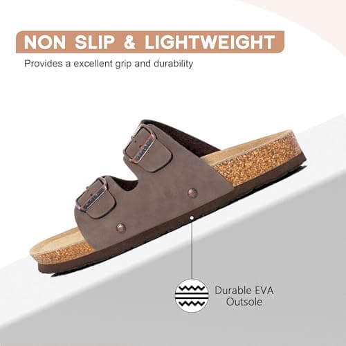 FITORY Women's Flat Sandals, Cork Footbed Slides Brownish Yellow Size 7 — view 5