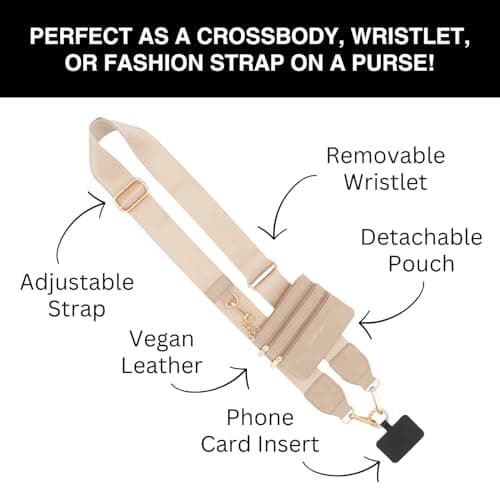 Save the Girls Clip & Go Phone Lanyard Crossbody Strap with Wallet, Taupe — view 3