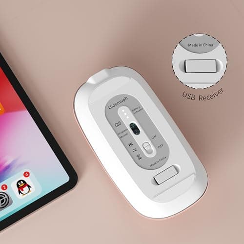 Uiosmuph Q5 Wireless Mouse, Silent Rechargeable Mice for Laptop - Rose Gold — view 6