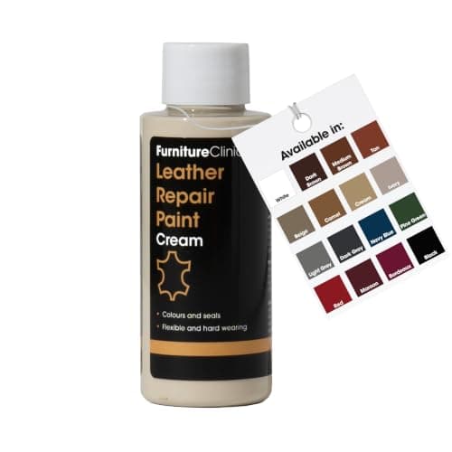 Furniture Clinic Leather Repair Paint & Dye | Self Seal Colourant for Quick and Easy Leather Repair | Suitable for Sofas, Car Seat, Shoes, Handbag, and More - Cream 50ml