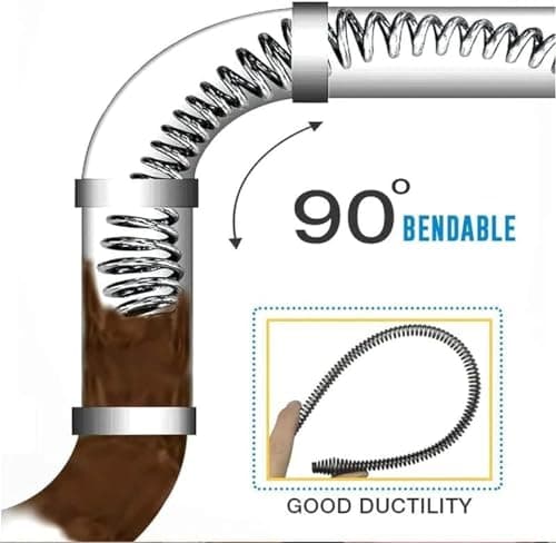 Spring Sewer Dredging Tool, Clog Remover Snake Drain with Drill Adapter, Spring Pipe Dredging Tools Drain Hose Cleaner Sticks Cleaner, for Kitchen Sink Bathroom Tub Toilet Clogged (3m) — view 4