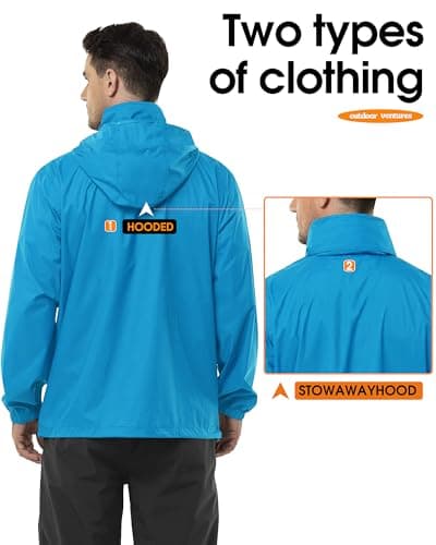 Outdoor Ventures Men's Waterproof Jackets Lightweight Windproof Raincoat — view 3