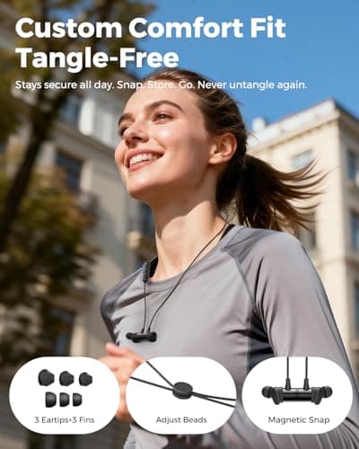 truefree HD-100 Wireless Earbuds, Bluetooth 6.0 Neckband Headphones — view 4
