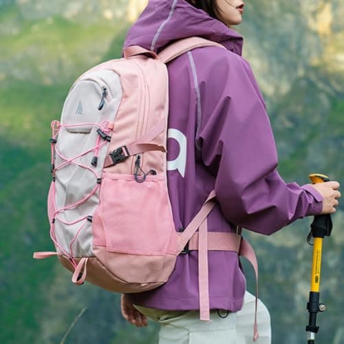 AUXDIQ Hiking Backpack 35L Lightweight Camping Backpack Travel Daypack for Men and Women (Pink) — view 5