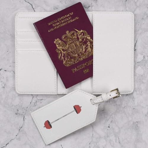 Azeeda 'Barbell Fitness Gym' Passport Travel Set - White (PA00039863) — view 3