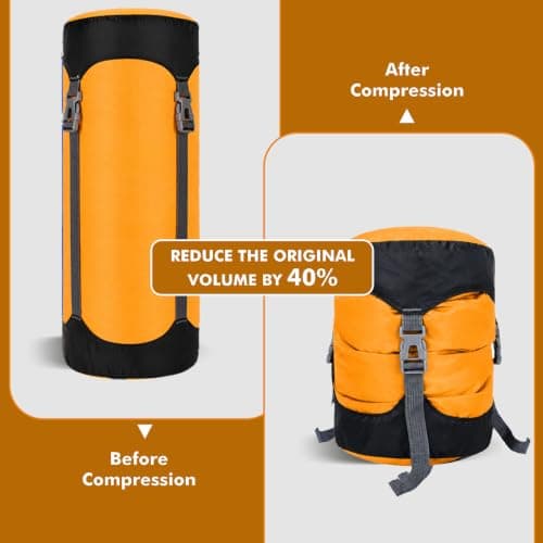 Guerity Compression Stuff Sack,Waterproof Sleeping Bag Compression Sack, 11L/18L/30L/ Outdoor Storage Bag Stuff Sack for Camping Hiking Backpack (Orange, 18 L) — view 2