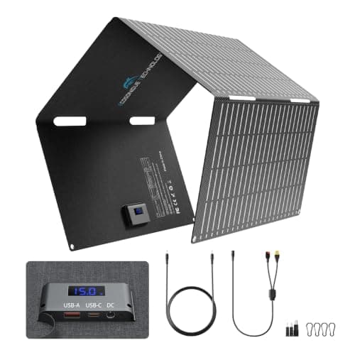 60W Portable Solar Panel with Digital Power Display, DC 18V USB-C PD 33W