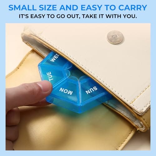 4Pcs Portable Weekly Pill Box Organiser,Easy to Open 7 Day Tablet Box,Mini Weekly Travel Pill Case with Snap Shut Lids Design,Tablet Organiser for Vitamins Supplements & Medicine — view 5
