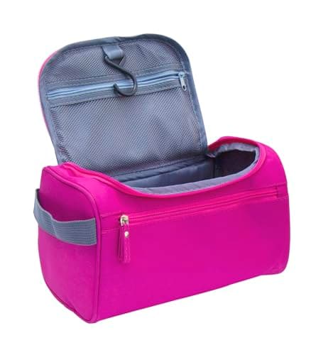 ONEGenug Hanging Toiletry Bag for Men & Women, Travel Wash Bag Cosmetics Makeup Bag Organizer for Travel Essentials with Handle Rose — view 5
