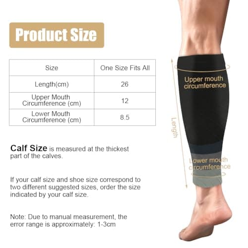 ACWOO Calf Support Compression Sleeves for Women Men, 1 Pair 15-21mmHg Class 1 Shin Splints Brace Support for Torn Muscle Pain Relief, Cramps, Sprains, Footless Leg Socks for Running Sports Flight — view 2