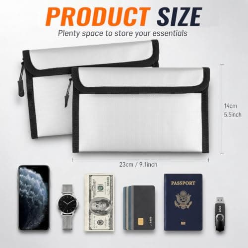 2 Pack Fireproof Bag Fireproof Document Bag Fire Proof Money Bag for Cash — view 2