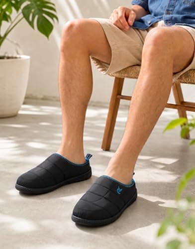 VeraCosy Mens Quilted Slip On slippers with Anti Outsole Twilight,8-9 UK — view 2