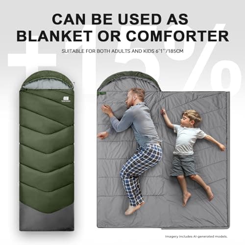TANSTRIDER Sleeping Bags for Adults Teens, 4 Season Camping Sleeping Bag Waterproof,Machine Washable Backpacking Gear for Cool Weather,Outdoor Tent Hiking,with Compression Sack,220x80cm,1.8kg — view 3