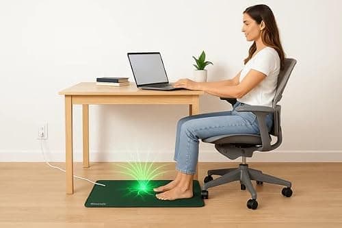 Groundly Grounding Mat 51x80cm – UK Plug Earthing Mat for Sleep, Inflammation, Stress & Muscle Recovery – Vegan Leather, Olive Green — view 5
