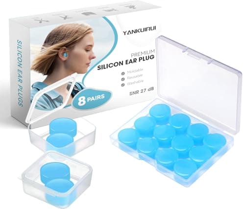 8 Pairs Silicone Ear Plugs for Sleeping, 27dB Sleep Noise Cancelling, Soft, Re-Usable, Waterproof, Premium Moldable Silicon Earplugs, for Sleep, Travelling, Studying, Wax Plug Blue