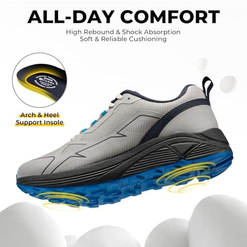 FitVille Wide Fit Mens Trail Running Shoes, Silver Gray, 8.5 Wide — view 5