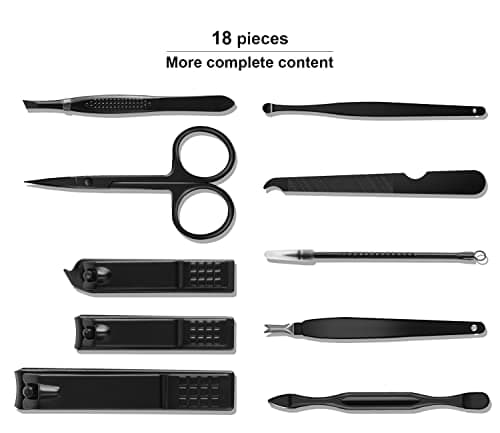 Manicure Set 10pcs Professional Nail Clippers Kit, Black White — view 3