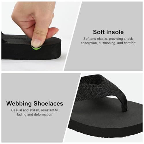BSBUY Unisex Flip Flops Mens Flatform Beach Flip-Flop EVA Slippers Ladies Girls Yoga Mat Cushion Thong Sandals Beach Travel Platform Sandals Slip-Resistant Flat Flip Flops for Shower(UK:11-12) — view 4