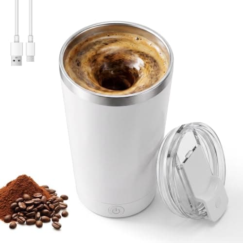 Weiyonse Self Stirring Mug - Travel Coffee Mug, 400ML Smart Tumbler 316 Stainless Steel, Insulated Coffee Cup TPYE-C Rechargeable, Stirring Cup with Detachable Magnetic Base for Office Travel