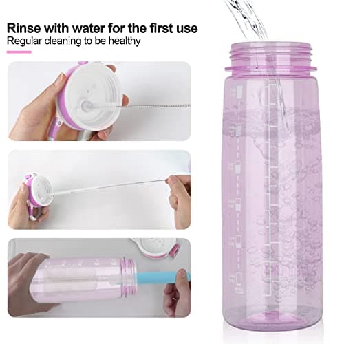 VENNERLI Water Bottle, 800 ML Water Bottle with Straw Leak-proof, Dust-proof, BPA-free, Tritan, Toxin Free Plastic Fitness Sport Water Bottle Drink Bottle Design for Girls Boy Gym School Office — view 5