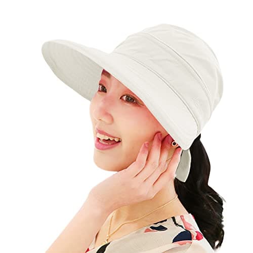 XINCHIA Women Sun Visor Hat Wide Brim Summer UV Protection Cap Golf Visor Hat Beach Visors Caps for Women Removable Topless Foldable Summer Travel Hats Packable Ladies Bucket with Bowknot Beige — view 2
