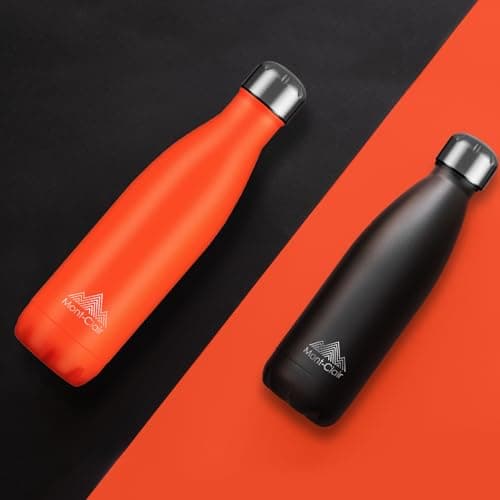Mont-Clair Stainless Steel Water Bottle, Vacuum Insulated - BPA Free, 12h Hot & 24h Cold Drinks, Metal Water Bottle 500ml Leakproof, Ideal for Adult, Kids, Running - Orange — view 4