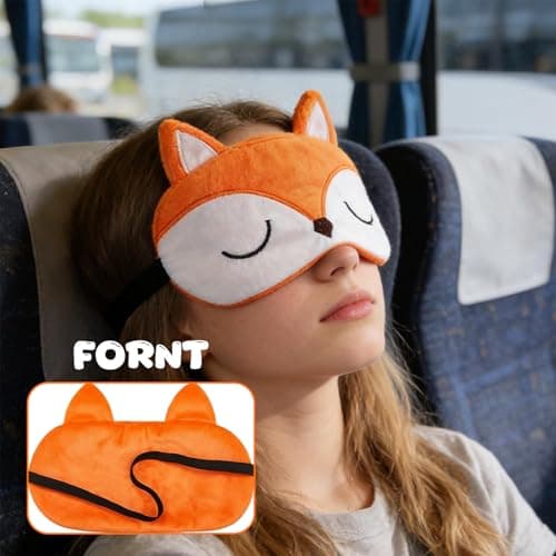 Eye Mask for Sleeping, Cartoon Fox Sleep Mask, Orange Fluffy Plush Eye Cover for Sleeping, Cute Animal Night Nap Eyeshade for Women Men, Travel Blindfold — view 4