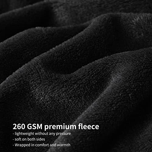 Aisbo Black Throws Blanket for Sofas - Single Fluffy Blanket Bed Throw Fleece, Warm Soft Flannel Blanket for Couch, 130x150cm — view 4