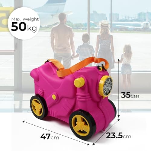 DIVCHI Kids Ride On Suitcase and Children's Hand Luggage | Cabin Trolley with Wheels, Perfect Toy Gift for Toddler Boys & Girls (Pink) — view 5