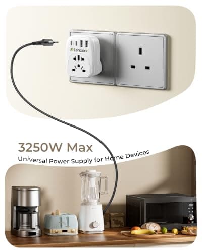 LENCENT World To UK Plug Adapter with 2 USB-C & 2 USB-A Ports, 13A Fuse — view 5