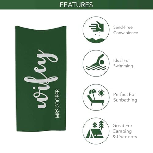 Print Maniacs Personalised Hubby and Wifey Beach Towel with Custom Name Microfibre Towel Large Quick Dry Lightweight Travel Towel Honeymoon Holiday Pool Gym Spa — view 4