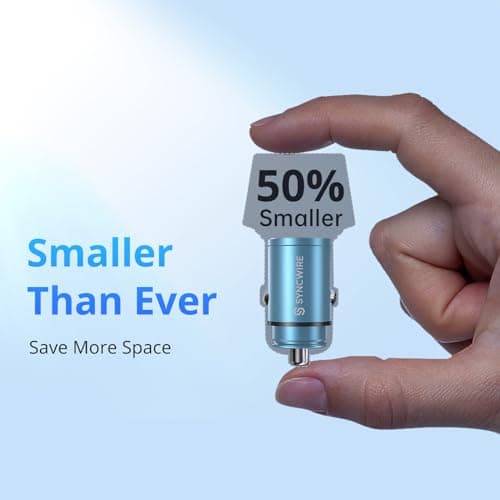 SYNCWIRE 90W USB C Car Charger [PD 45W & QC 45W] Cigarette Lighter USB Charger Car Adapter USBC Fast Charge Compatible with iPhone 15 Pro Max 14 13 12 11, Google Pixel 7, Samsung S23 22, iPad, Blue — view 4