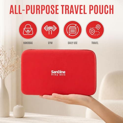 Silicone Cosmetic Bag – Waterproof Travel Makeup Pouch - Food-Grade Silicone Toiletry Organizer for Women & Men – Compact Stylish Multi-Functional Storage - by Sandine (Red) — view 3