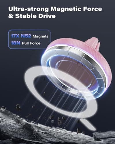 A2C Car Phone Holder for MagSafe 17*N54 Magnetic Ring Phone Holder for Air Vent [Super Stable & 1s Installation ] MagSafe Car Mount Covered with Non-slip Silicone Compatible with iPhone 12-17& Sumsung — view 3